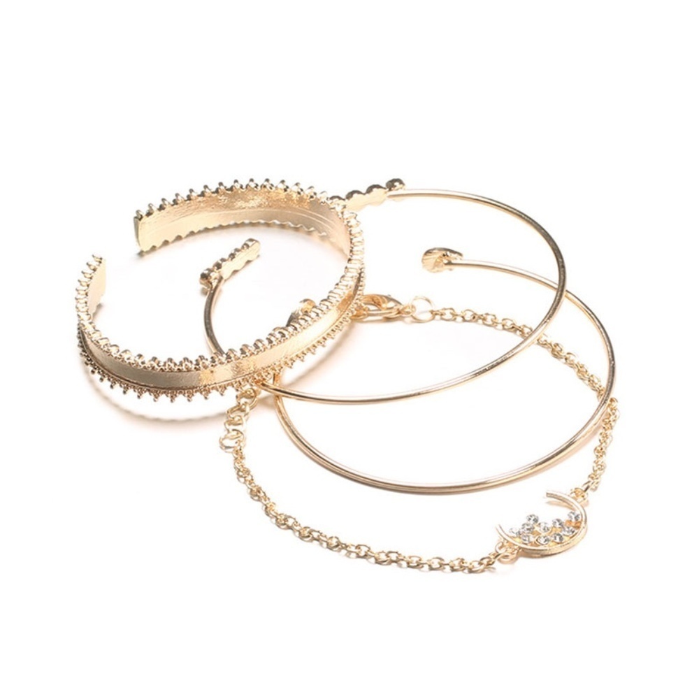 *AXELLE* 4-Pc Gold x Rhinestone Bracelet Set - Picture 2 of 13